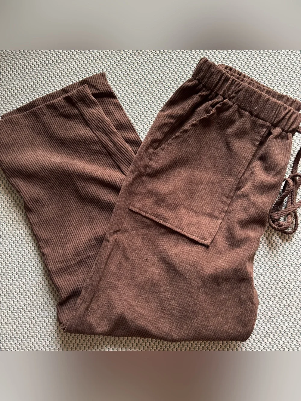 Emery Rose Women’s Brown Wide Pants Size L Pockets Elastic Waist
